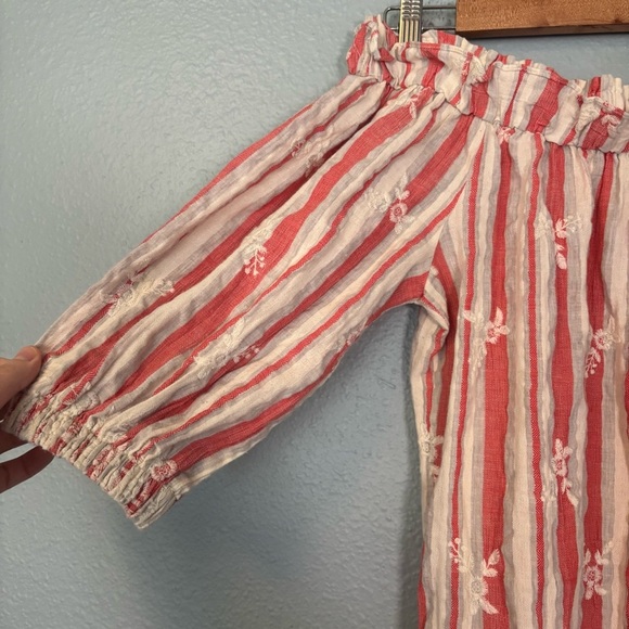 Misa Los Angeles Pink White Off the Shoulder Embroidered Mini Dress Medium Boho - Picture 10 of 12